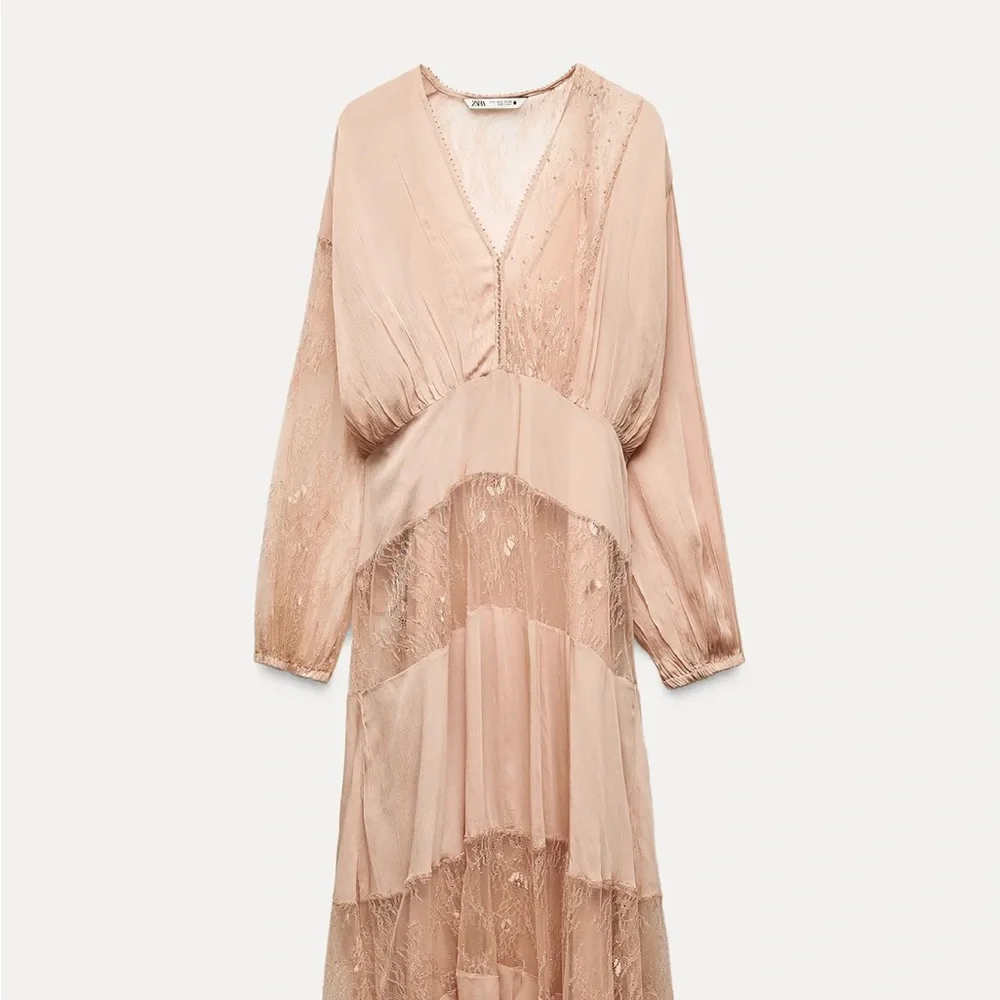 Zara Elegant Pink Lace Dress NWOT - Picture 1 of 10